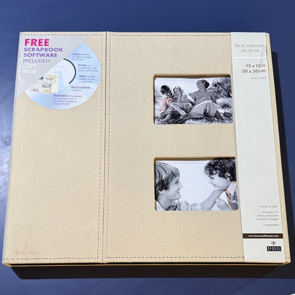 Burnes of Boston Cream Scrapbook Album with Photo Windows